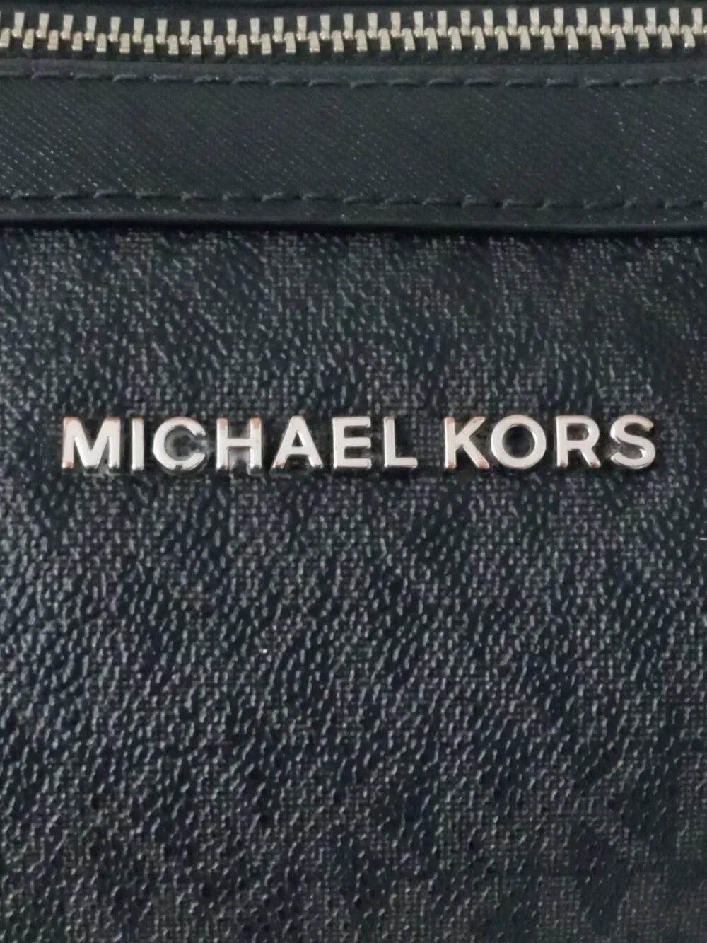 Michael Kors Jet Set Signature Logo Camera Crossbody Bag Black Silver Hardware